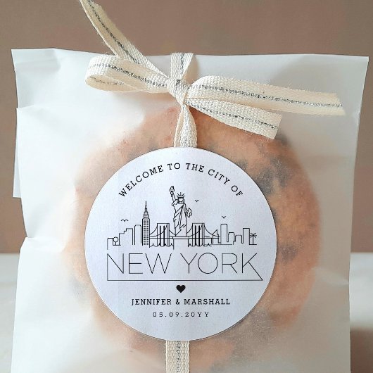 New York bruiloft | Welkom Favor Ronde Sticker
