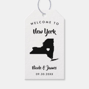New York bruiloft welkomsttas Labels, kaart Cadeaulabel