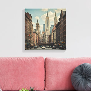 New York bruisende stad Canvas Afdruk