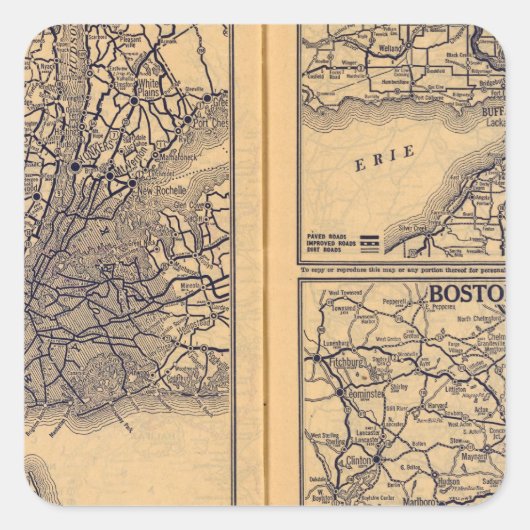 New York, Buffalo, Boston Vierkante Sticker (Voorkant)