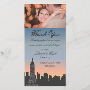 New York Building Wedding Dank je wel Fotokaart Bedankkaart