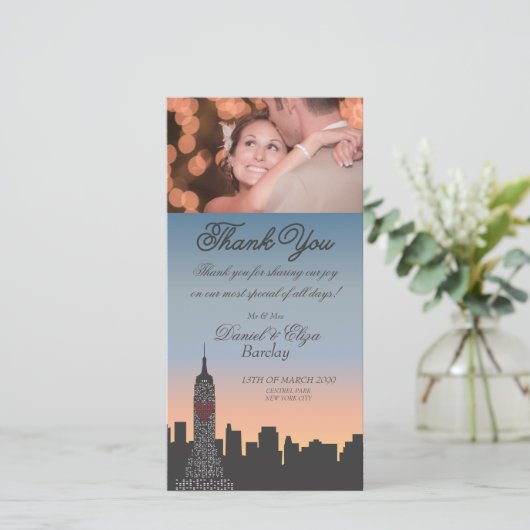 New York Building Wedding Dank je wel Fotokaart Bedankkaart (Staand voorkant)
