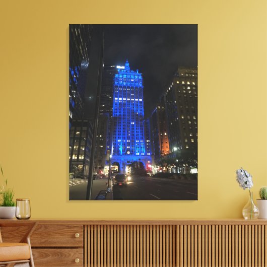 New York Central Building NYC Park Avenue Night Canvas Afdruk (Insitu (Woonkamer))
