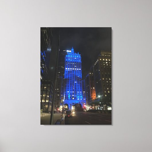 New York Central Building NYC Park Avenue Night Canvas Afdruk (Voorkant)