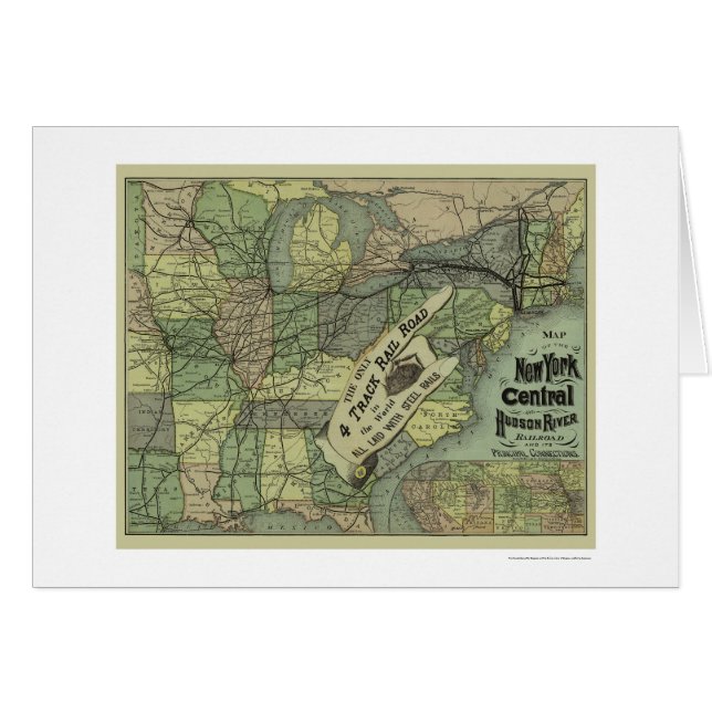 New York Central & Hudson Railroad Map 1876 (Voorkant Horizontaal)