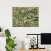 New York Central & Hudson River Railroad Map Poster (Thuiskantoor)