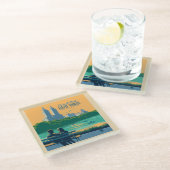 New York Central Park Bank Glazen Onderzetter (Schuin)