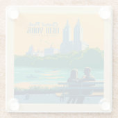 New York Central Park Bank Glazen Onderzetter (Achterkant)