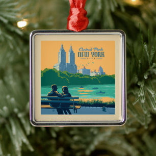 New York Central Park Bank Metalen Ornament