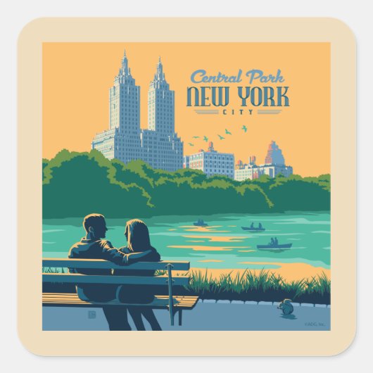 New York Central Park Bank Vierkante Sticker (Voorkant)