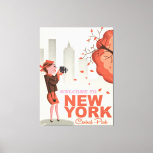 New York Central Park Vintage-poster Canvas Afdruk