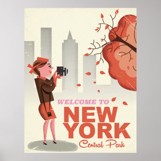 New York Central Park Vintage-poster Poster (Voorkant)