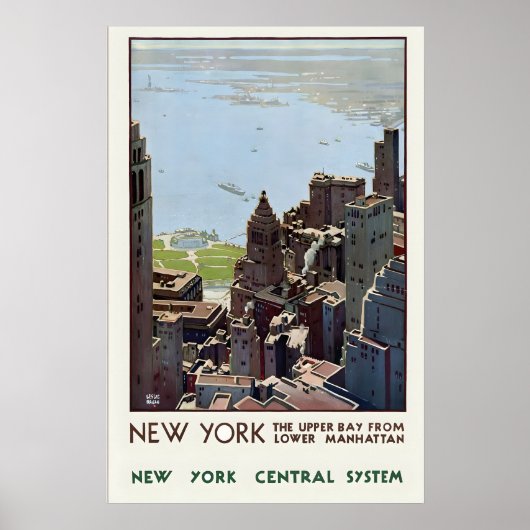 New York Central System Manhattan Skyscraper Poster (Voorkant)
