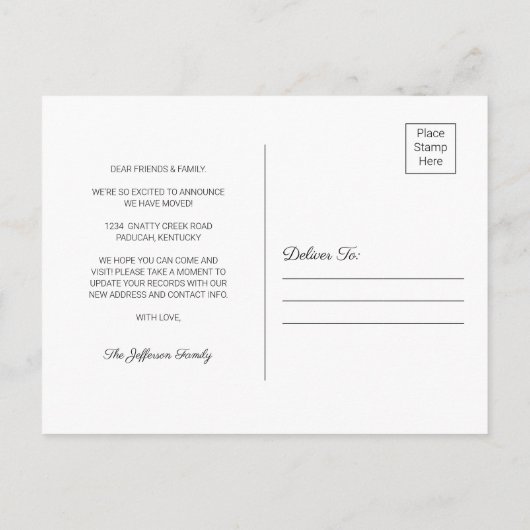 New York Chalkboard State Map Moving Briefkaart (Achterkant)