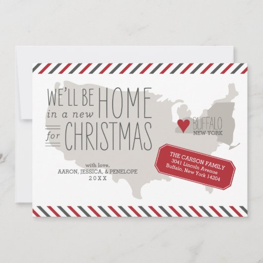 New York Christmas Moving Announcement Holiday Feestdagenkaart (Voorkant)