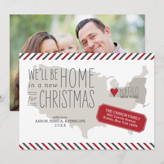 New York Christmas Moving Announcement Holiday Feestdagenkaart (Voorkant / Achterkant)