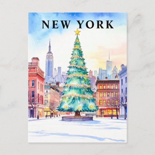 New York Christmas Tree Winterreizen Briefkaart (Voorkant)