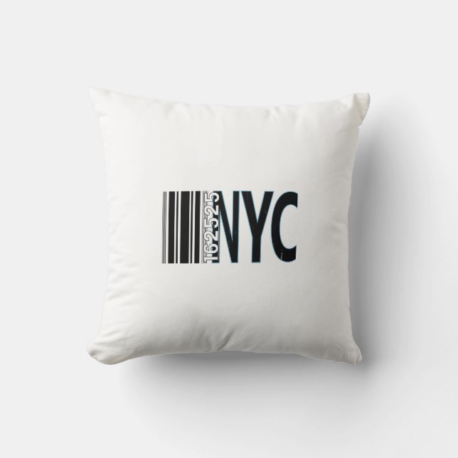 New York City 1625 Barcode Ontwerp Kussen (Voorkant)