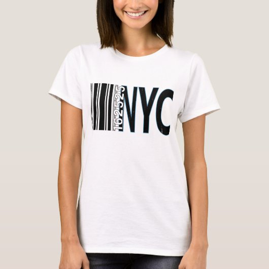 New York City 1625 Barcode Ontwerp T-shirt (Voorkant)