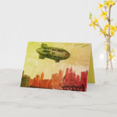 NEW YORK CITY 1930 SKYLINE BLIMP YOUR BIRTHDAY KAART (Gele Bloem)