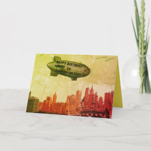 NEW YORK CITY 1930 SKYLINE BLIMP YOUR BIRTHDAY KAART