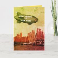 NEW YORK CITY 1930 SKYLINE BLIMP YOUR BIRTHDAY