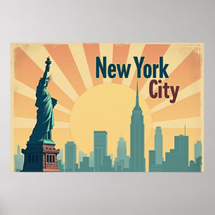 New York City – 24"x16" Art Deco Skyline Poster