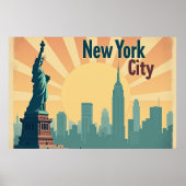 New York City –  30"x20" Art Deco Skyline Poster (Voorkant)