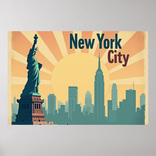 New York City – 30"x20" Art Deco Skyline Poster (Voorkant)