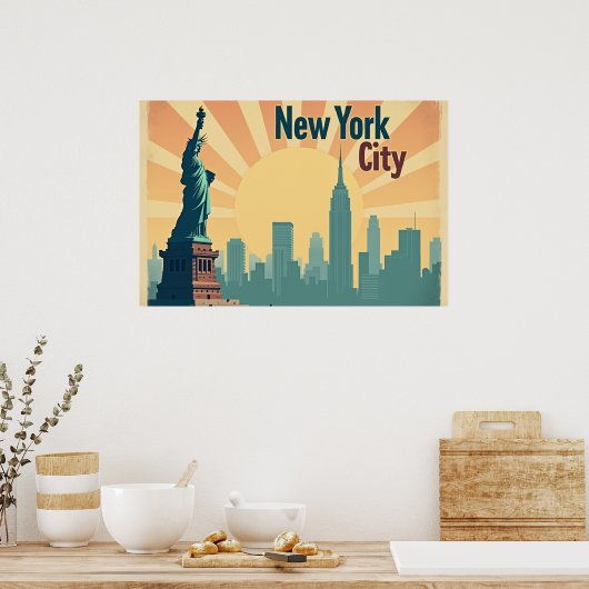 New York City –  30"x20" Art Deco Skyline Poster (Keuken)