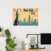 New York City – 30"x20" Art Deco Skyline Poster (Thuiskantoor)
