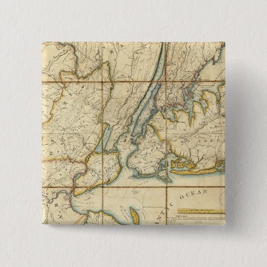 New York City 3 Vierkante Button 5,1 Cm (Voorkant)