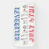 New York City 4 juli vuurwerk NYC Celebrate Spandoek (Verticaal)