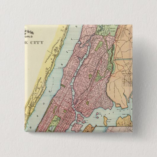 New York City 4 Vierkante Button 5,1 Cm (Voorkant)