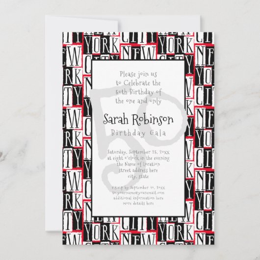 New York City 50th Birthday Party Manhattan Chic Kaart (Voorkant)