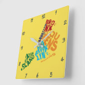 New York City 5 Boroughs Calligram Map Vierkante Klok (Hoek)