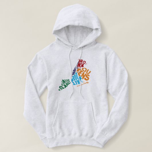 New York City 5 Boroughs Word Art Map Hoodie (Design voorkant)