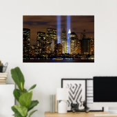 "New York City" 911 met Poster van Lichten (Thuiskantoor)