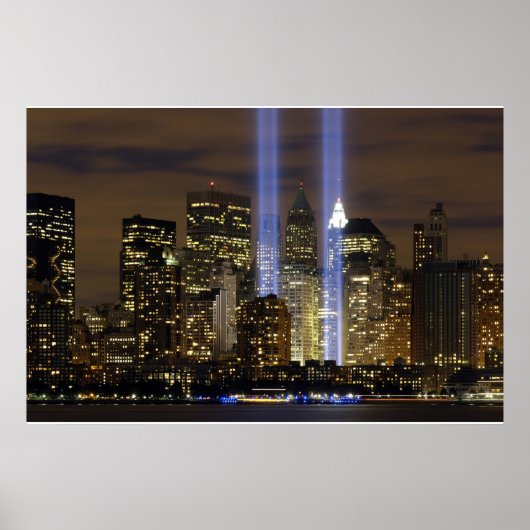 "New York City" 911 met Poster van Lichten (Voorkant)