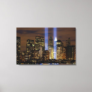 "New York City" 9/11-hulde met verlichte wandkunst Canvas Afdruk