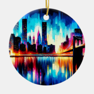New York City Abstract 1103 Keramisch Ornament