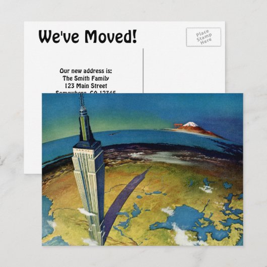  New York City, adreswijziging Aankondigingskaart (Voorkant / Achterkant)