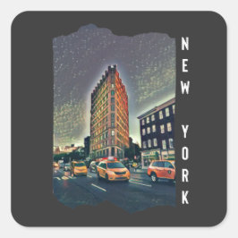 New York City Aesthetic Photo Art Square Vierkante Sticker