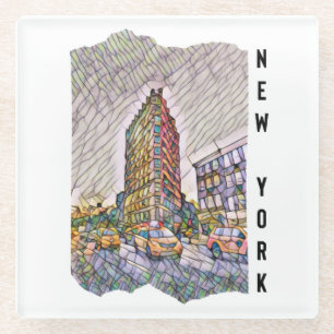 New York City Aesthetische mozaïekkunst Glazen Onderzetter