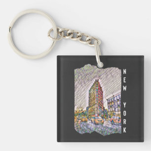 New York City Aesthetische mozaïekkunst Sleutelhanger