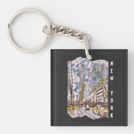 New York City Aesthetische mozaïekkunst Sleutelhanger (Voorkant)