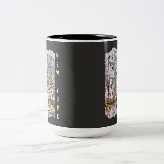 New York City Aesthetische mozaïekkunst Tweekleurige Koffiemok (Center)