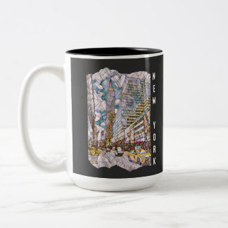 New York City Aesthetische mozaïekkunst Tweekleurige Koffiemok