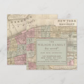 New York City Antiek Map Moving Announement Kaart (Voorkant / Achterkant)