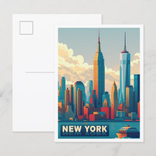 New York City Art Vintage Travel Illustratie Briefkaart